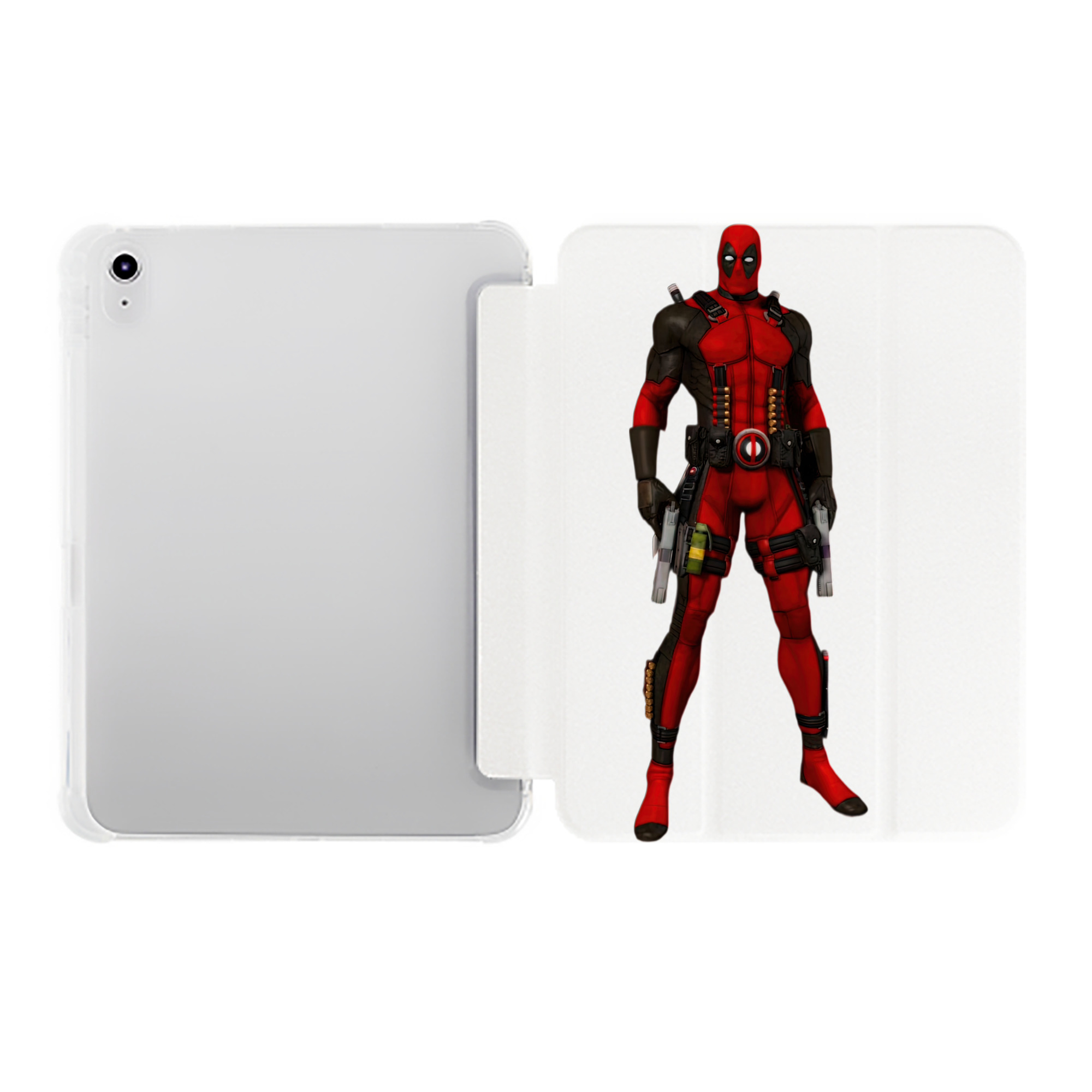 （画像用） Deadpool デッドプール IPad ケース ペン収納付き 三つ折りスタンド PUレザー×シリコン 対応機種9.5/10.5/10.9インチ